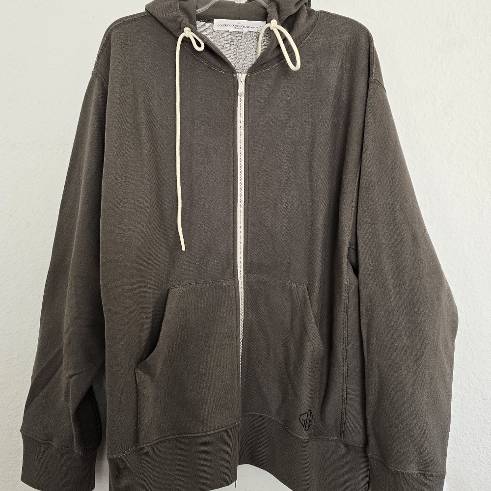 Golden Goose Venice Print Oversized Boxy Hooded Sweatshirt Size S Small Khaki - Picture 3 of 14